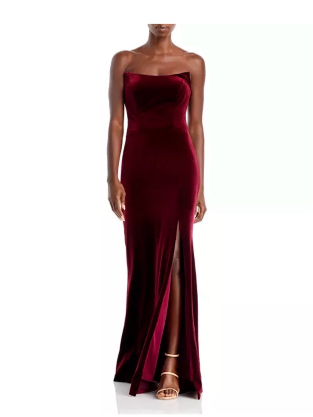 AQUA Strapless Velvet Gown